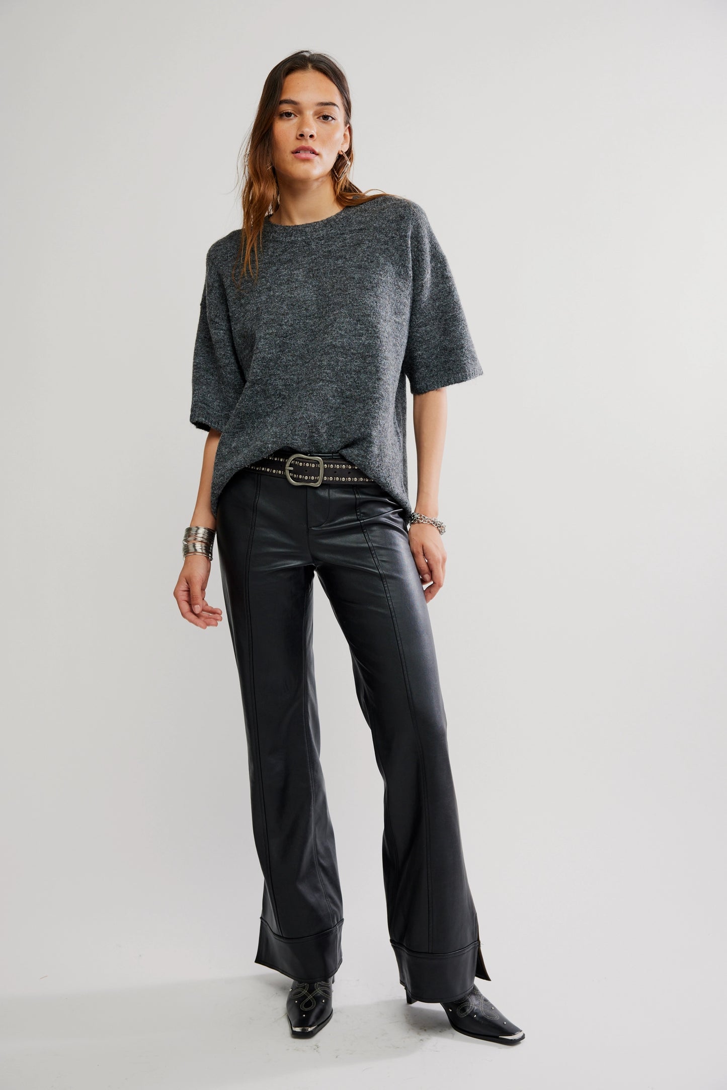 Margot Sweater Tee - Charcoal Heather