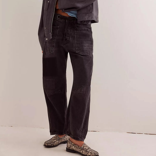 Moxie Pull-On Barrel Jeans - Night Hawk