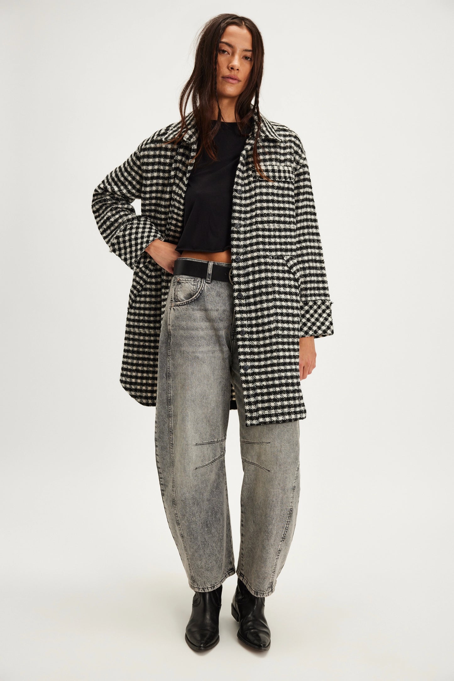 Get Around Houndstooth Shirt - Black / White