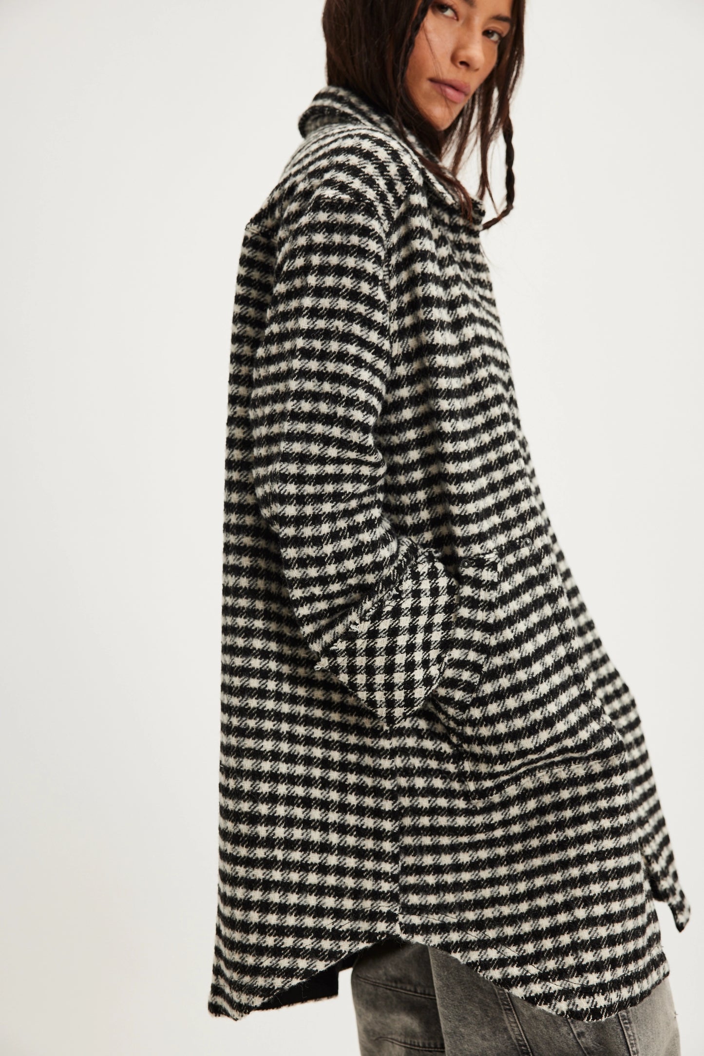 Get Around Houndstooth Shirt - Black / White