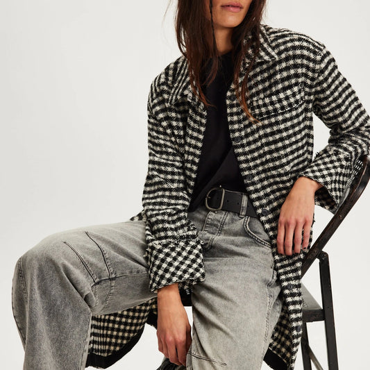 Get Around Houndstooth Shirt - Black / White