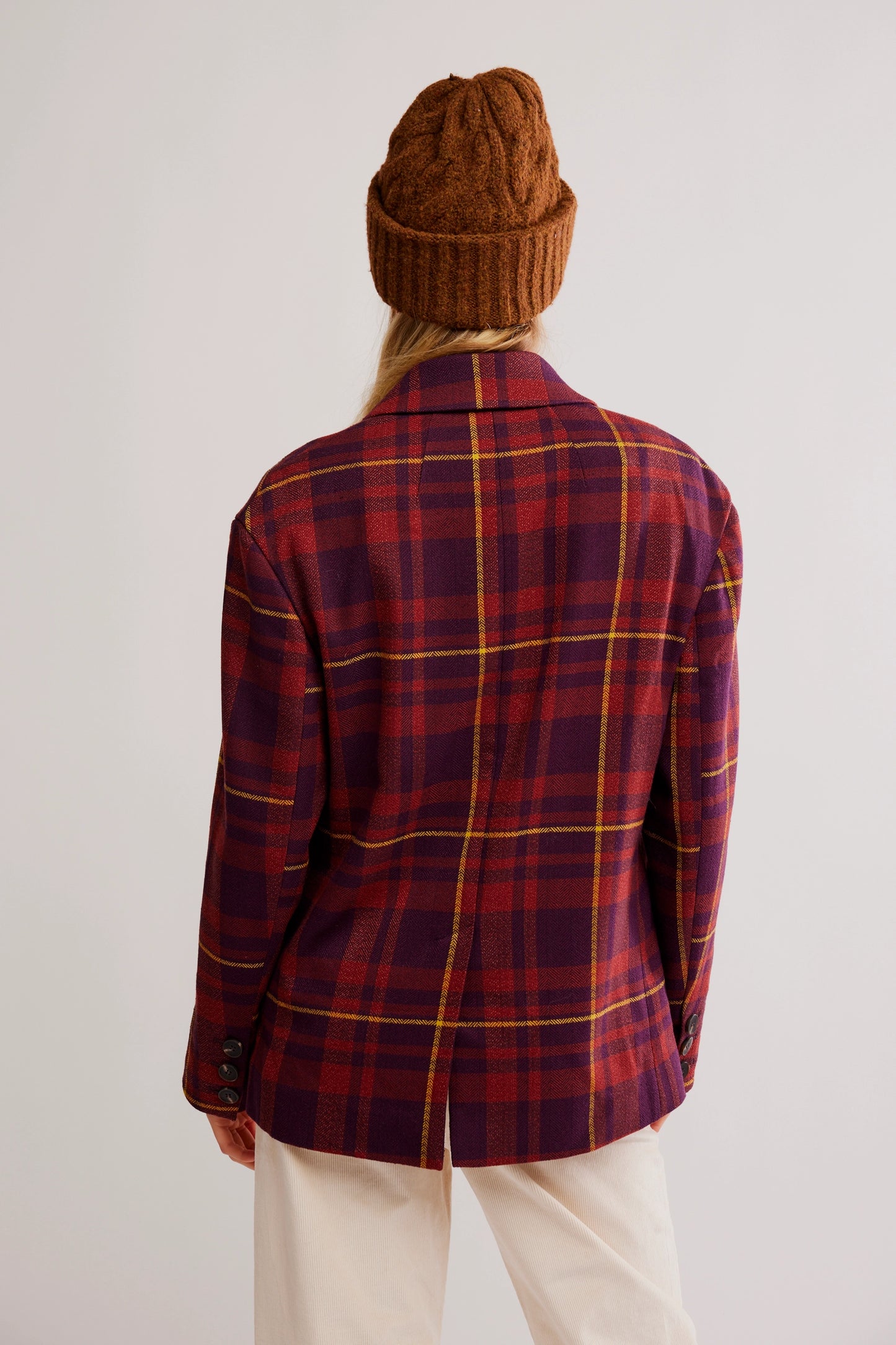 Dean Double-Breasted Blazer - Plum Combo