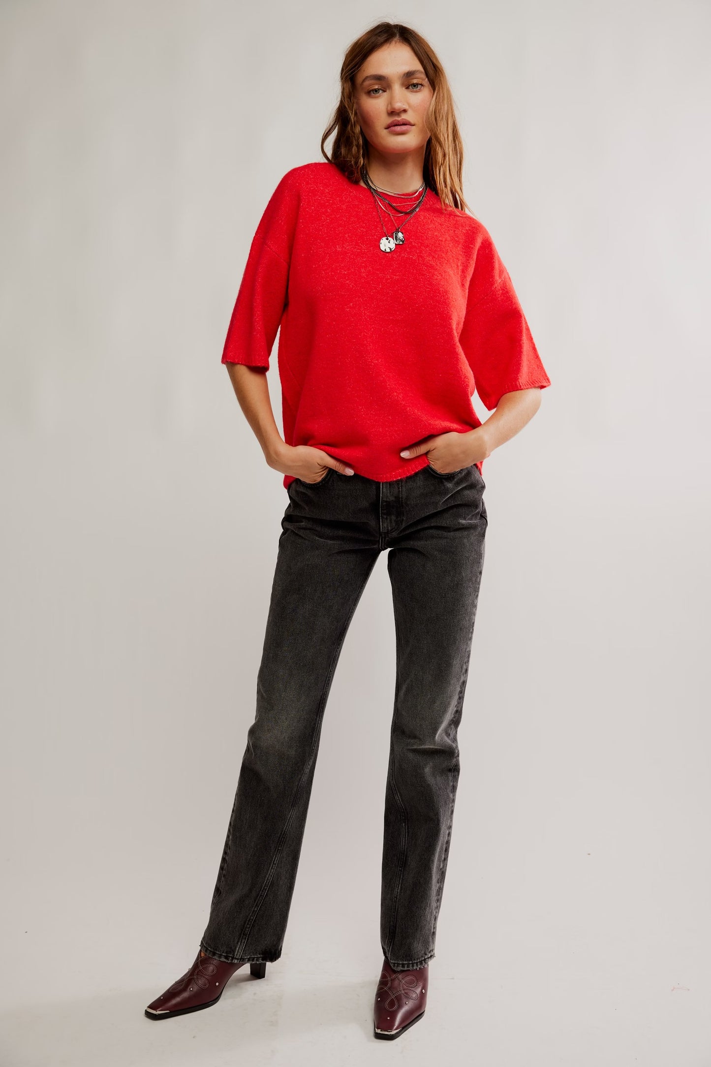 Margot Sweater Tee - Cherry Pop