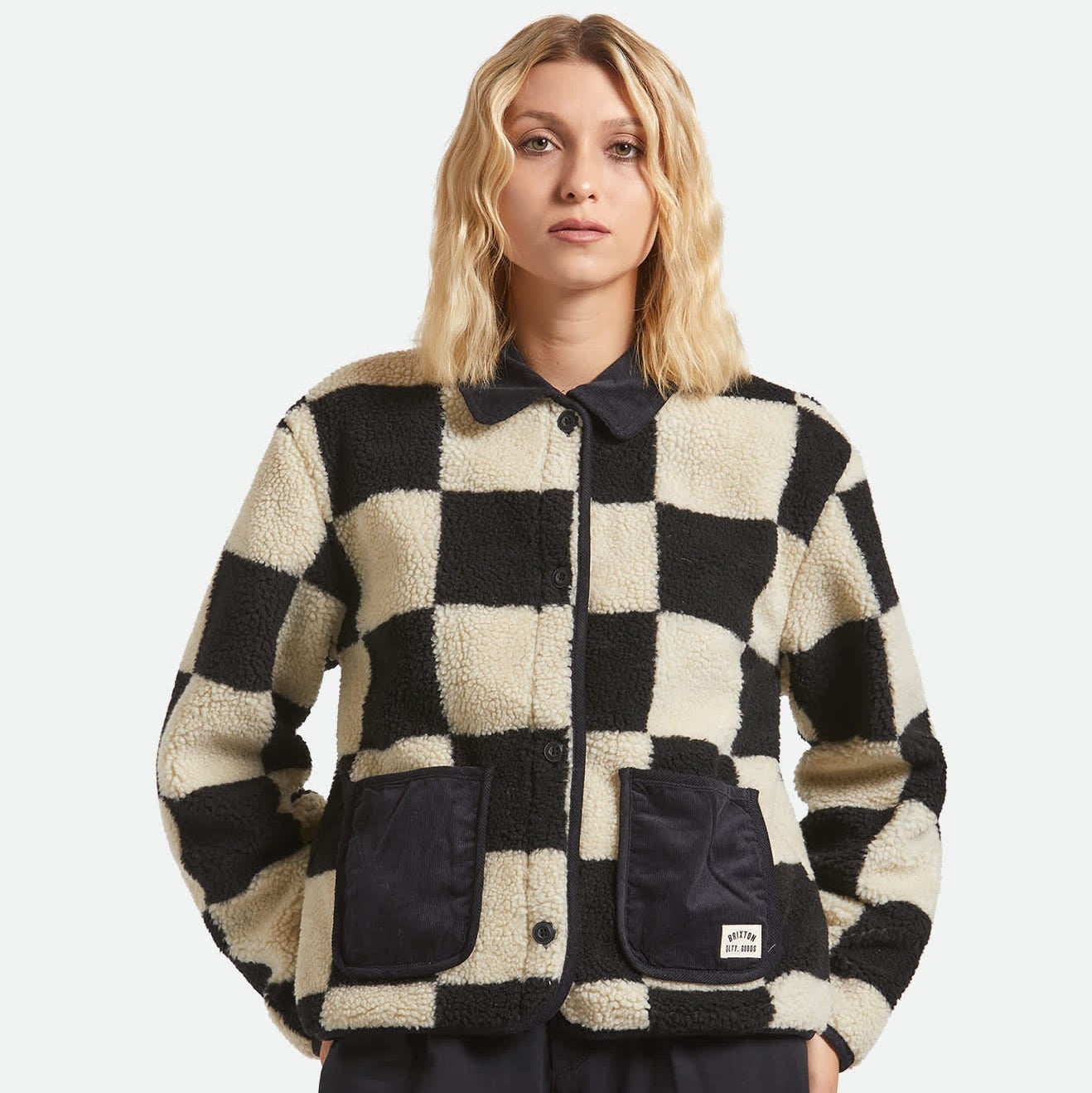 Delilah Sherpa Jacket - Black/Natural