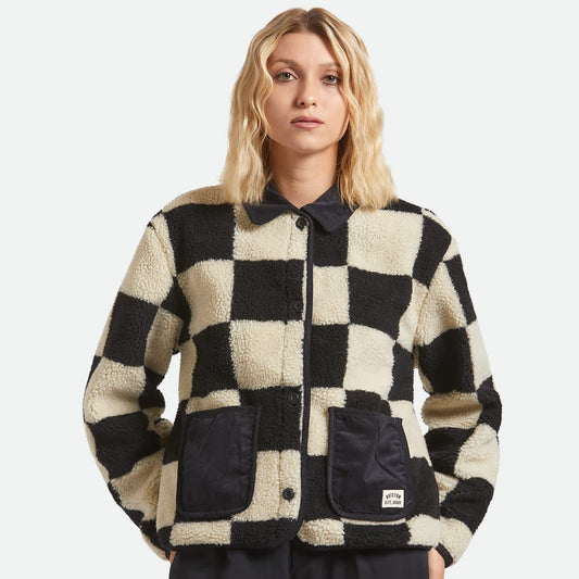 Delilah Sherpa Jacket - Black/Natural