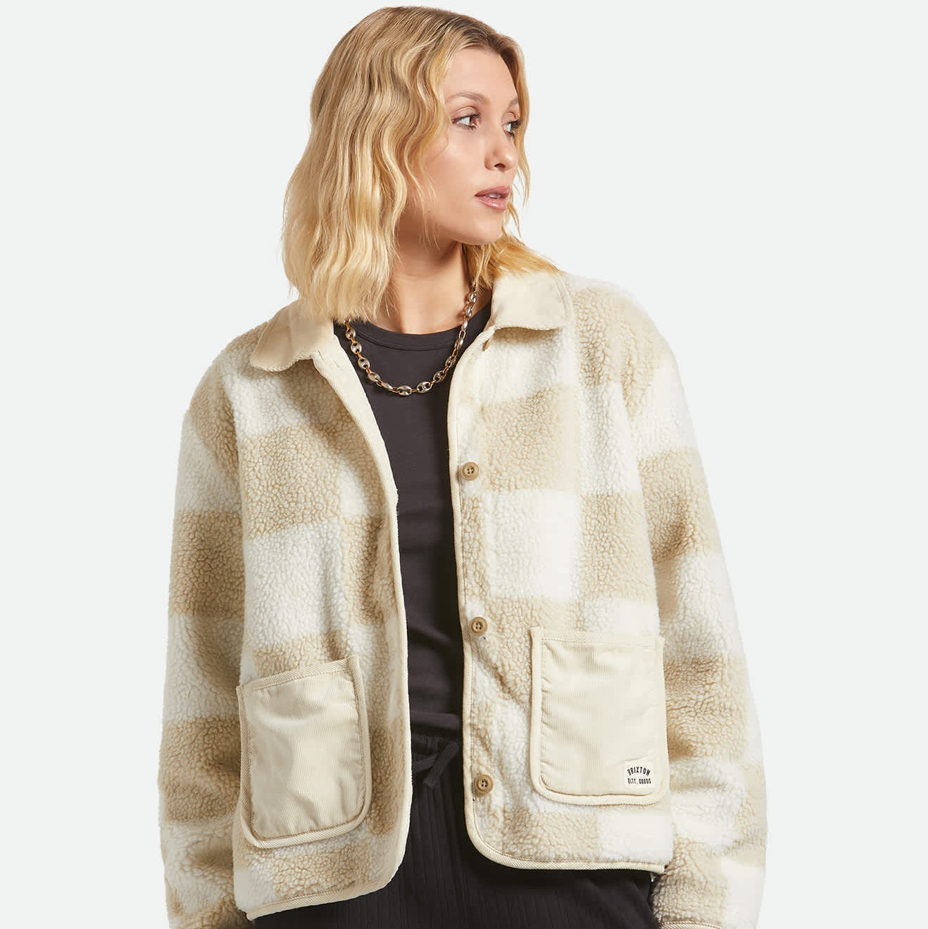 Delilah Sherpa Jacket - White/Natural