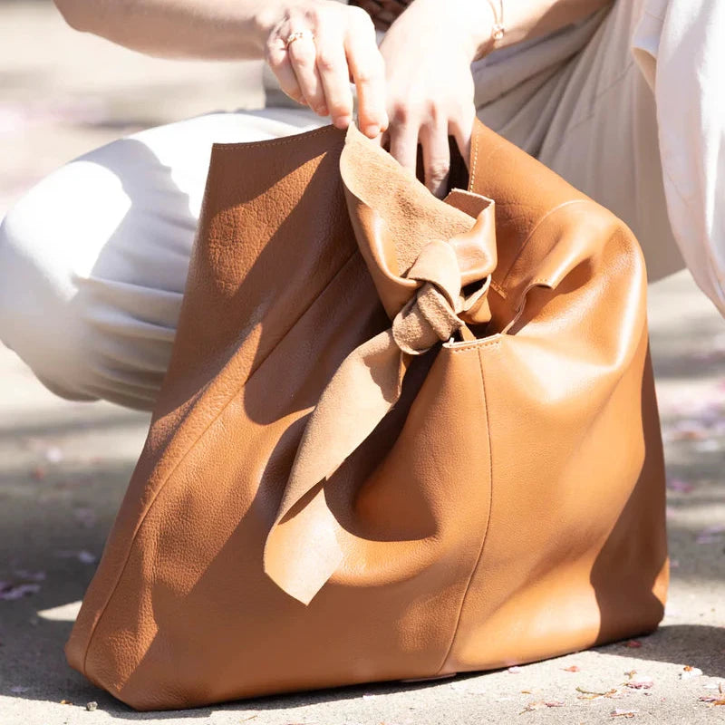 Knot Leather Shoulder Bag  - Tan