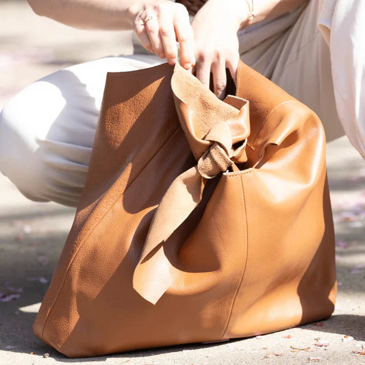 Knot Leather Shoulder Bag  - Tan