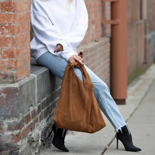 Knot Suede Shoulder Bag - Light Brown