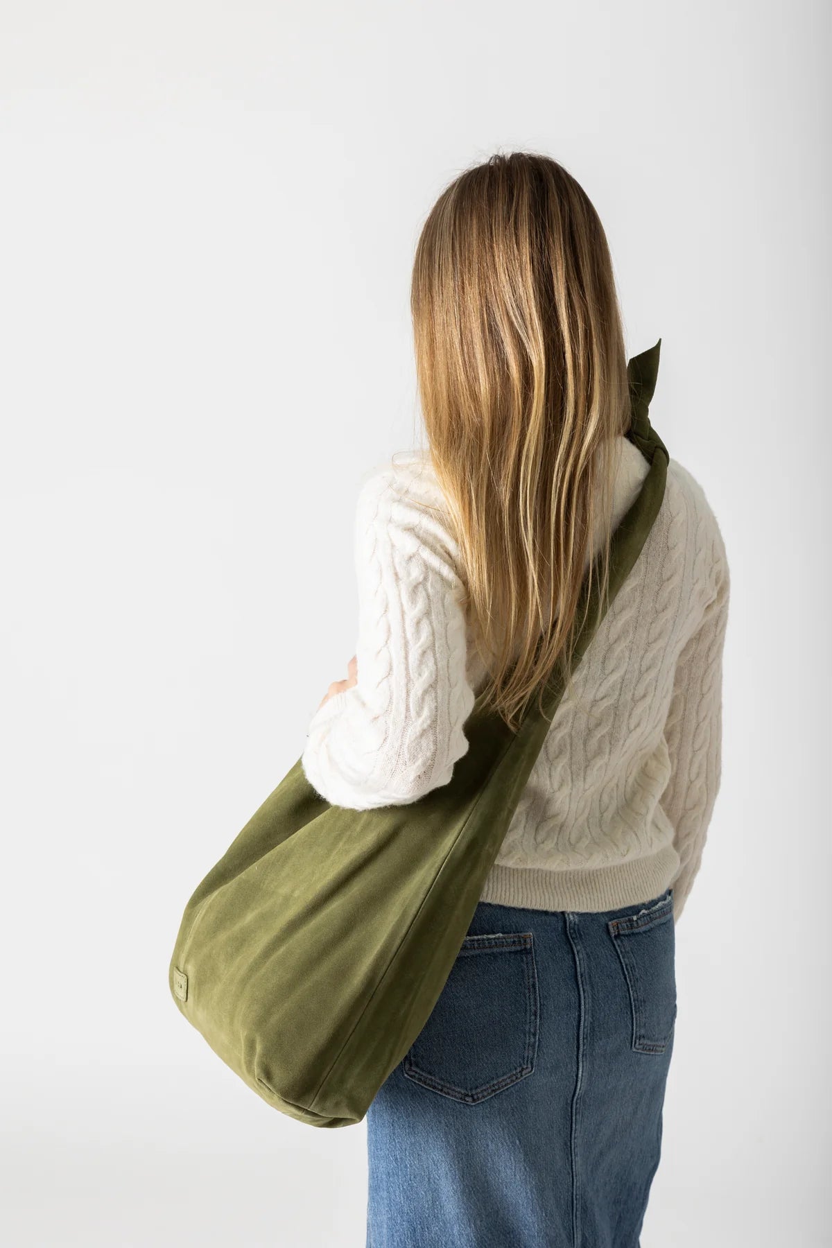 Knot Suede Shoulder Bag - Olive