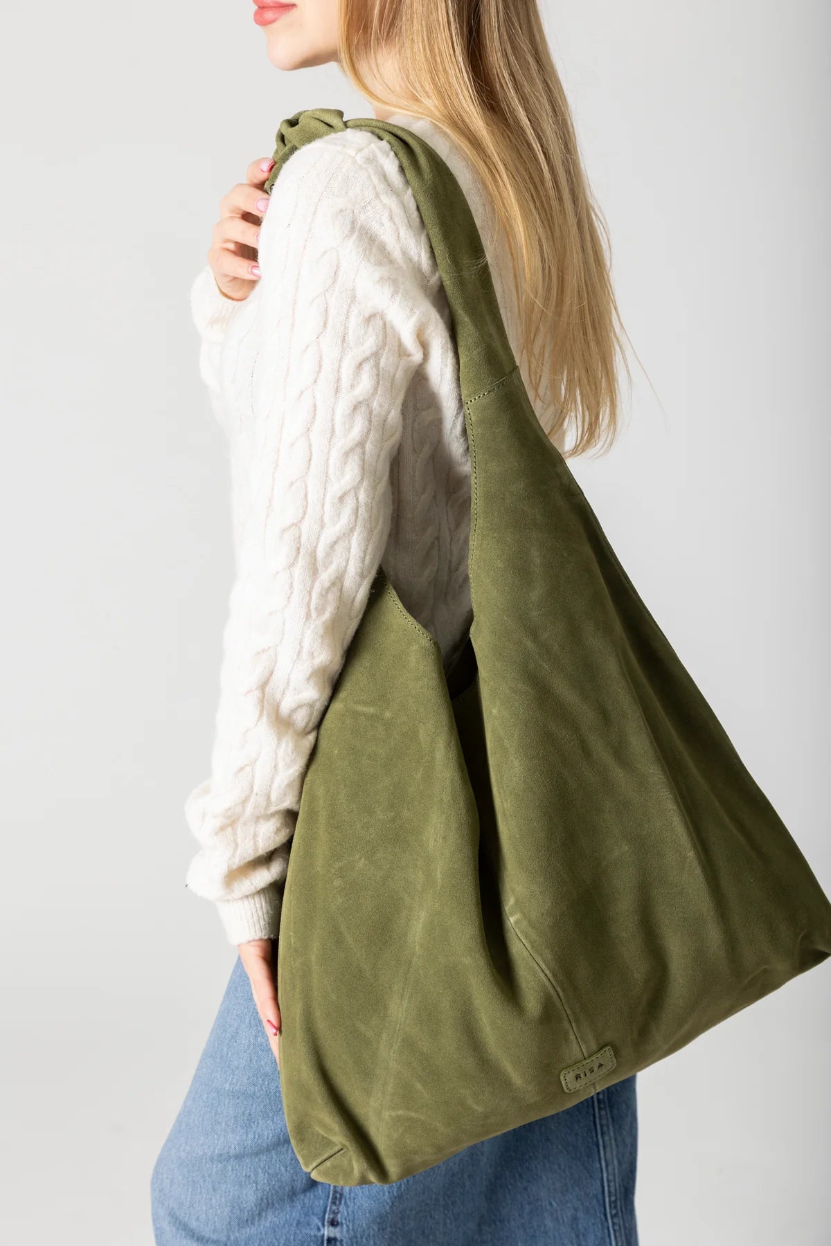 Knot Suede Shoulder Bag - Olive