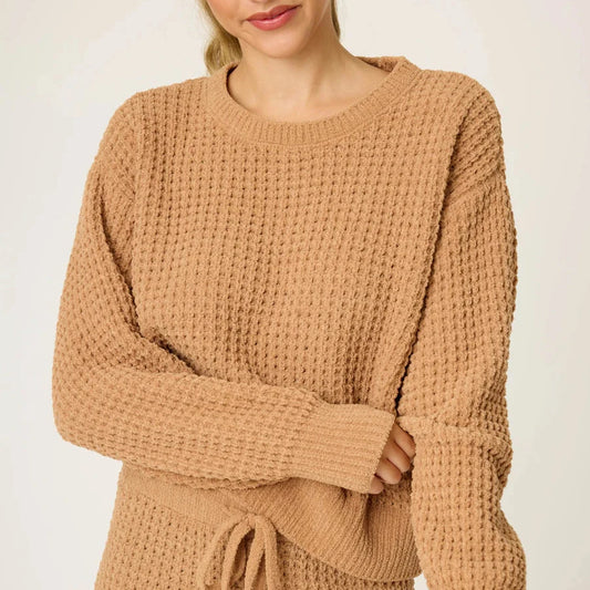 Chenille Waffle Long Sleeve - Caramel