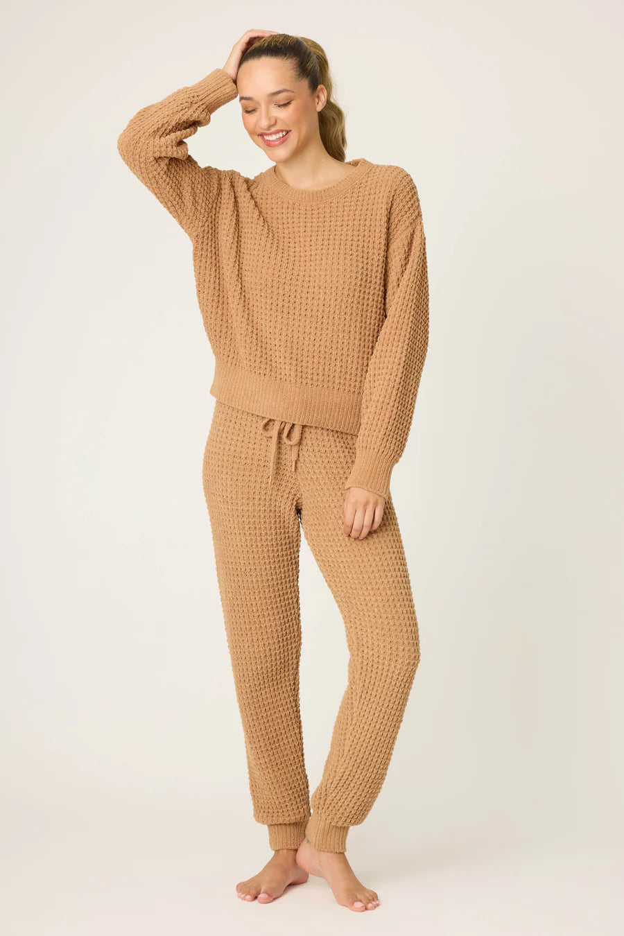 Chenille Waffle Long Sleeve - Caramel