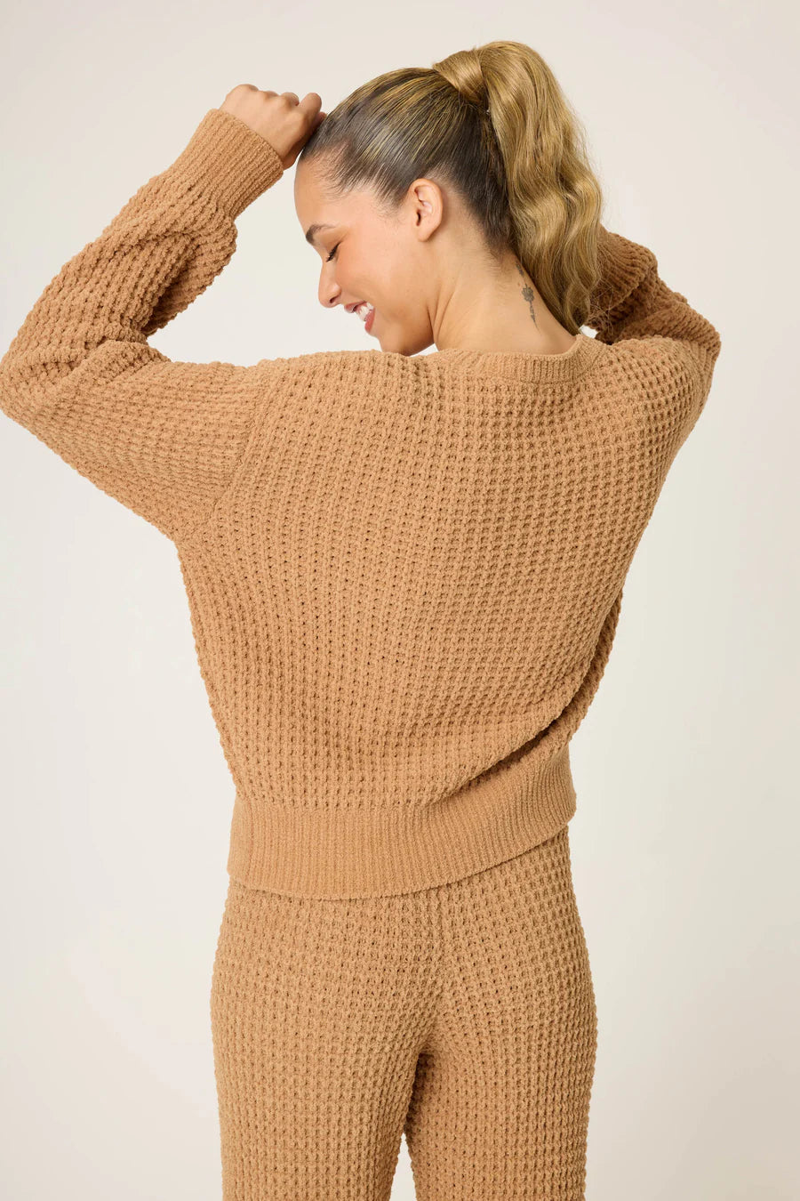 Chenille Waffle Long Sleeve - Caramel