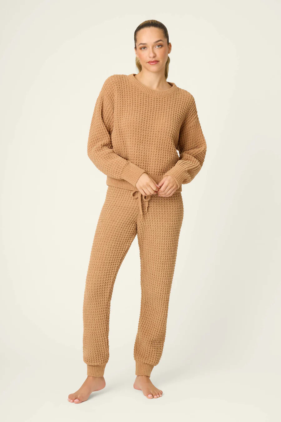 Chenille Waffle Lounge Set - Caramel