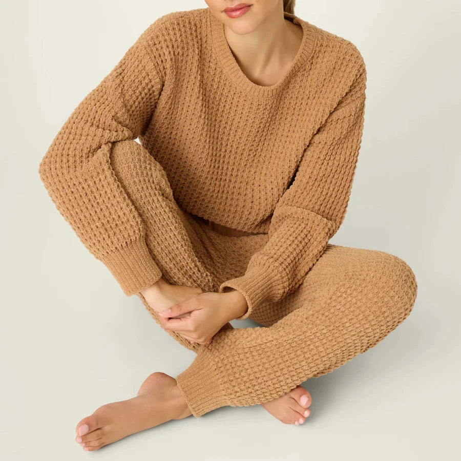 Chenille Waffle Lounge Set - Caramel