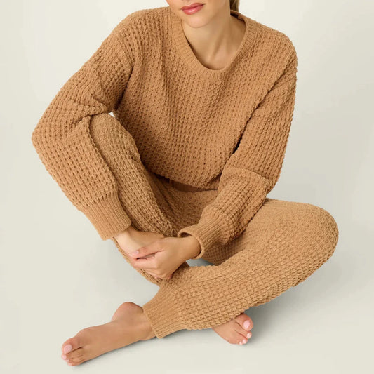 Chenille Waffle Lounge Set - Caramel