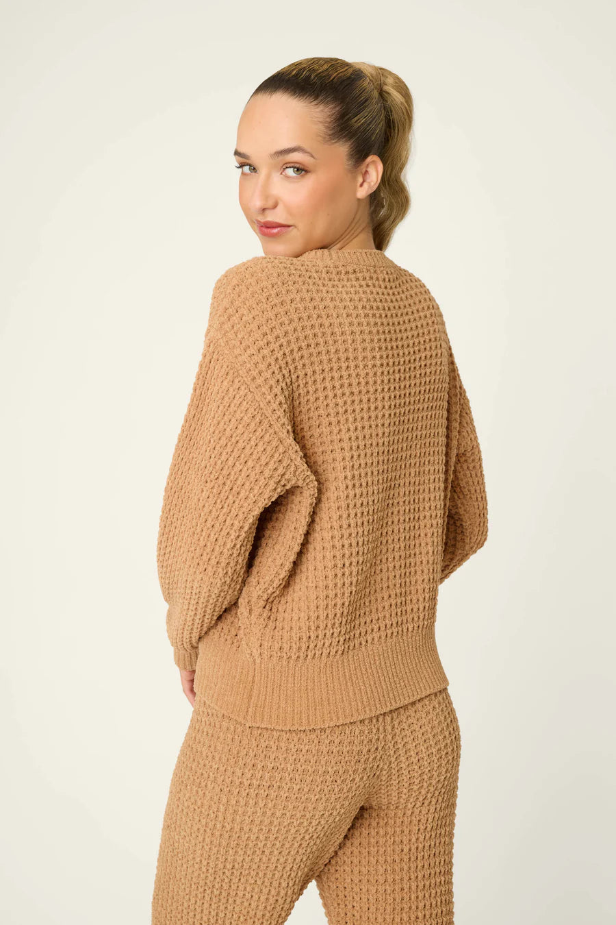 Chenille Waffle Lounge Set - Caramel