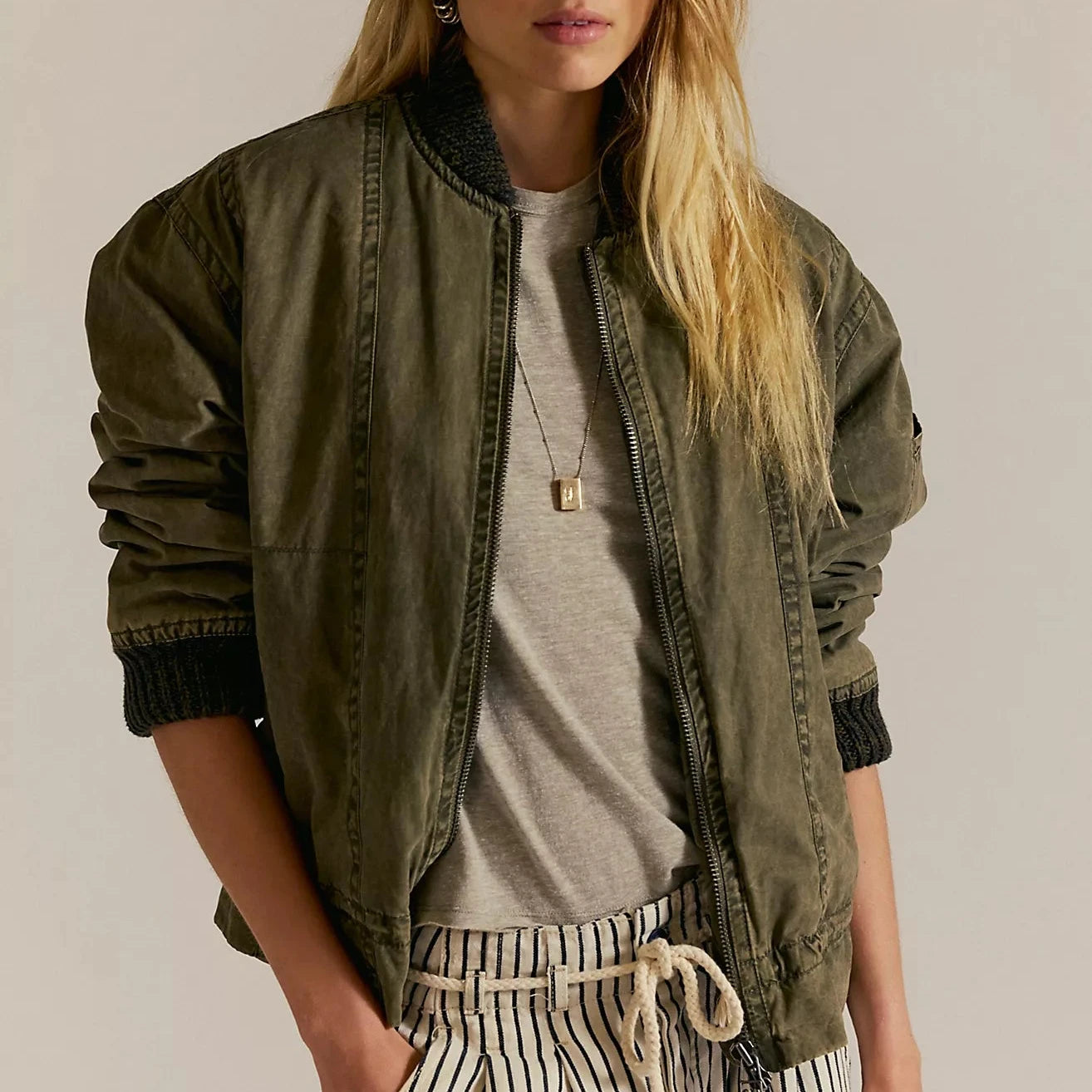 Jax Washed Bomber - Olive