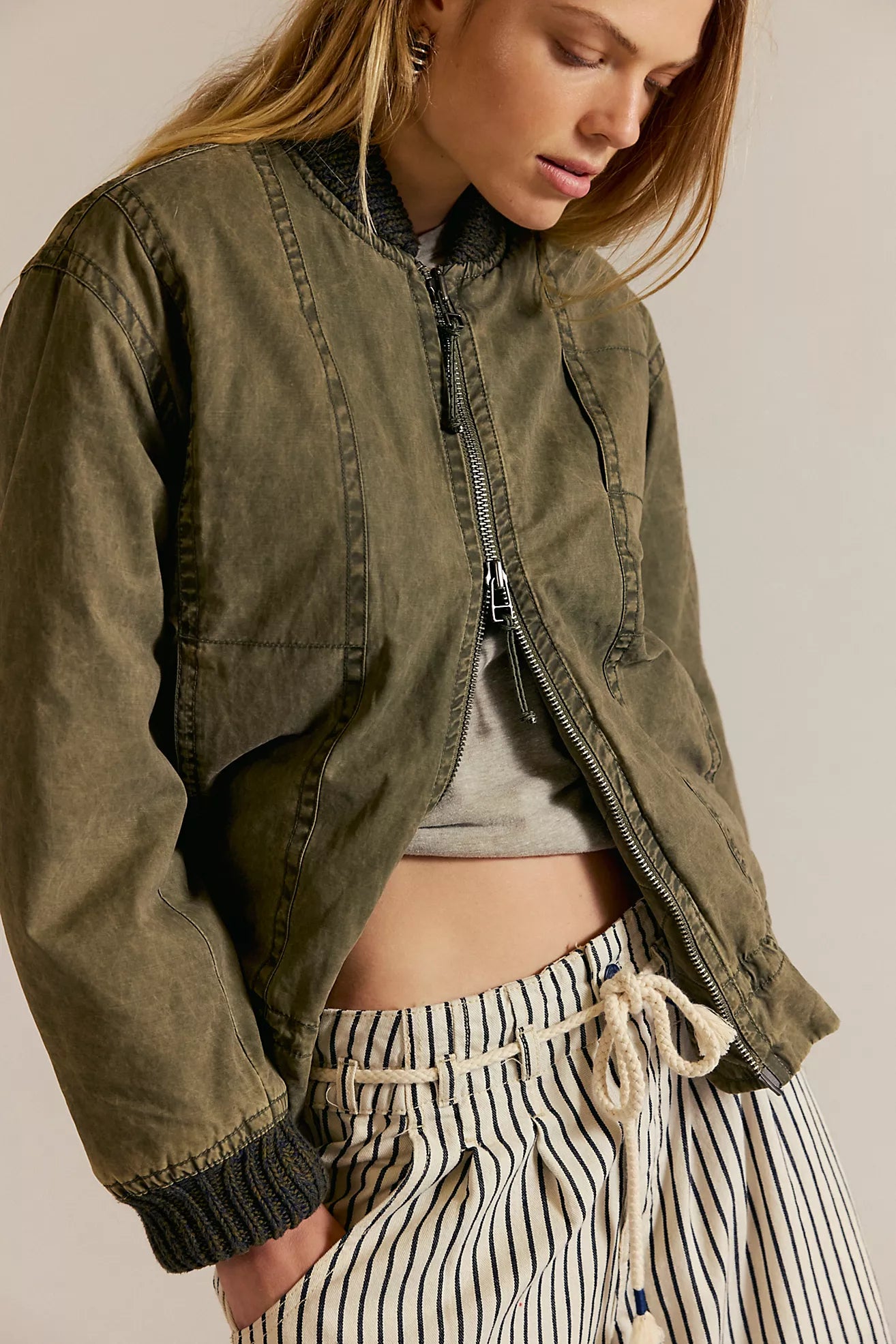 Jax Washed Bomber - Olive