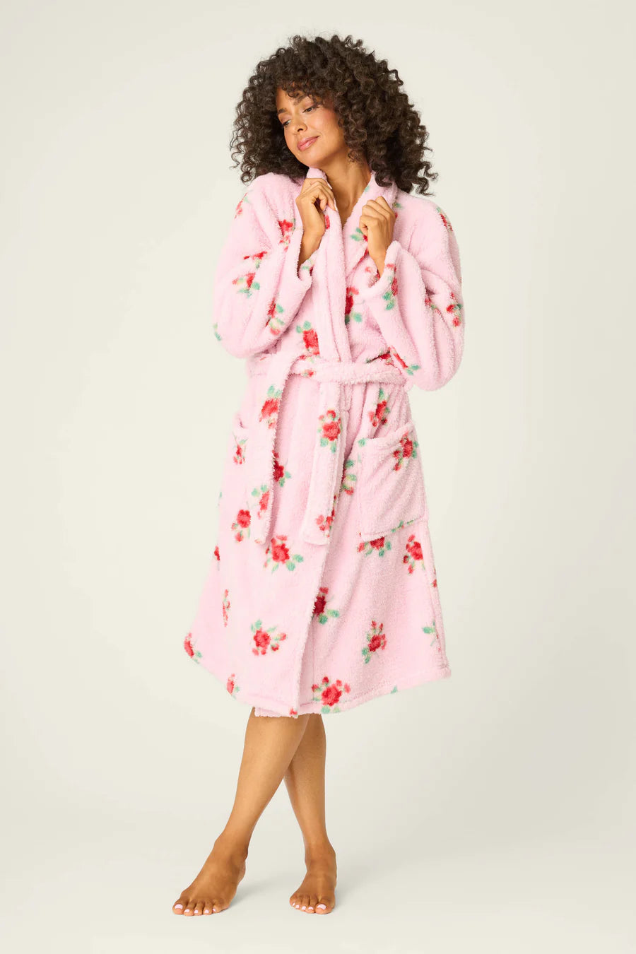 Rose Print Plush Robe