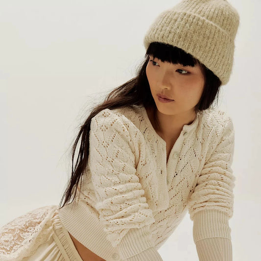 Pretty In Pointelle Cardi - Ivory