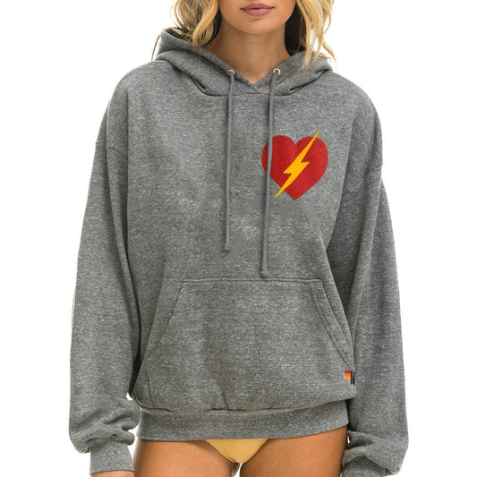 Bolt Heart Hoodie - Heather Grey
