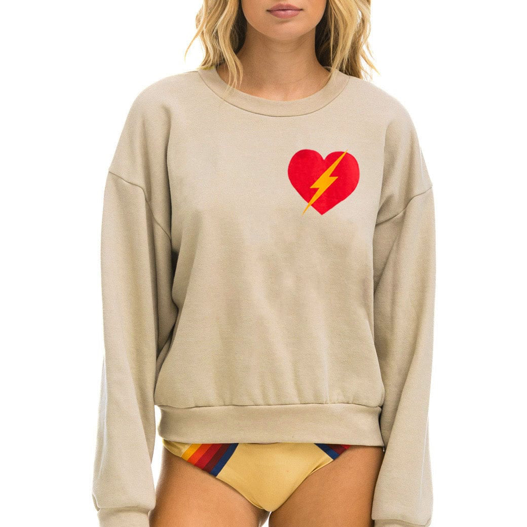 Bolt Heart Relaxed Crew - Sand