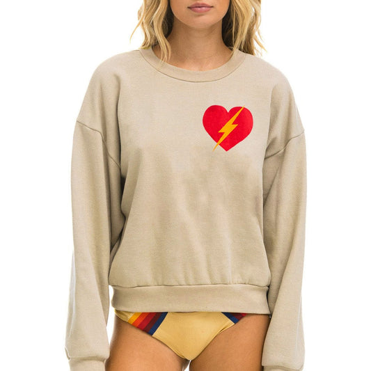 Bolt Heart Relaxed Crew - Sand