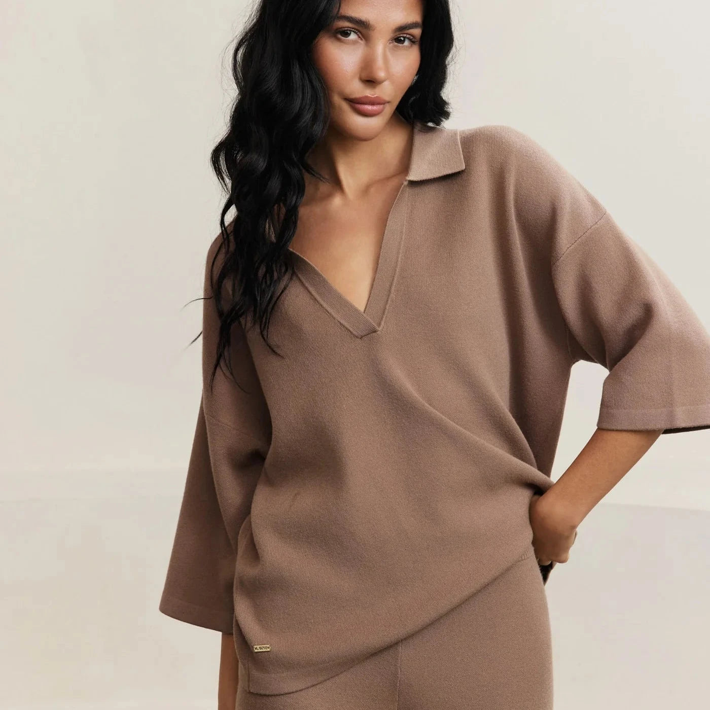 Olly V Neck Top - Toffee