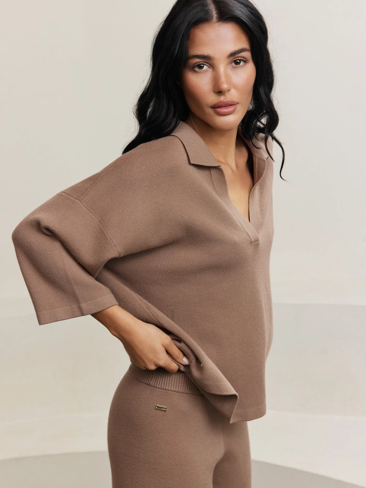 Olly V Neck Top - Toffee