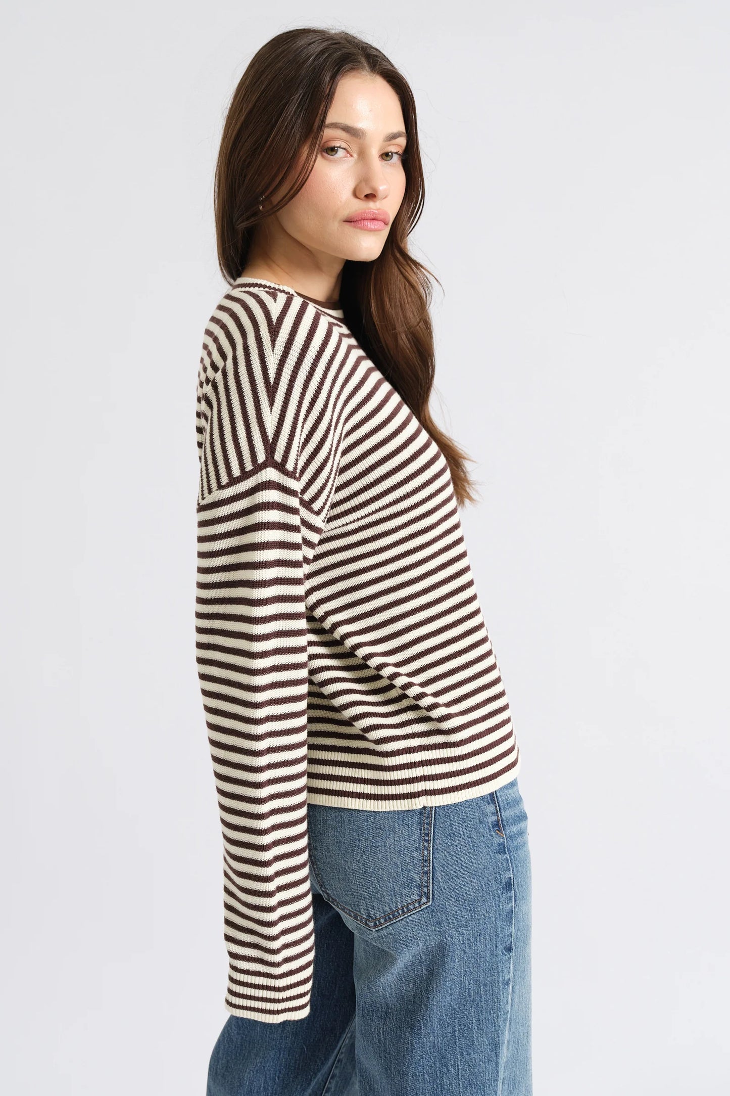 Carlyle Sweater - Chocolate Stripe