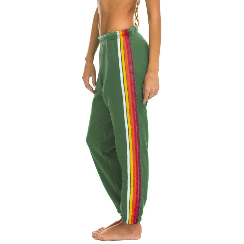 5 Stripe Sweatpant - Palm / Rainbow White