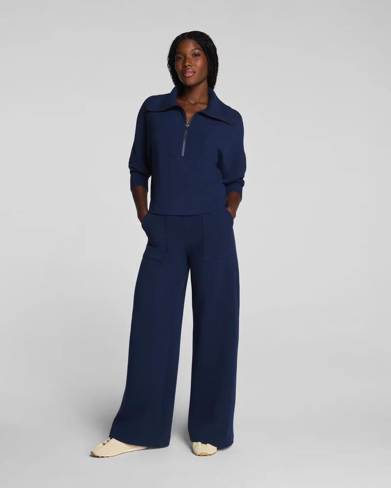 AirEssentials French Rib Wide Leg Pant - Timeless Navy