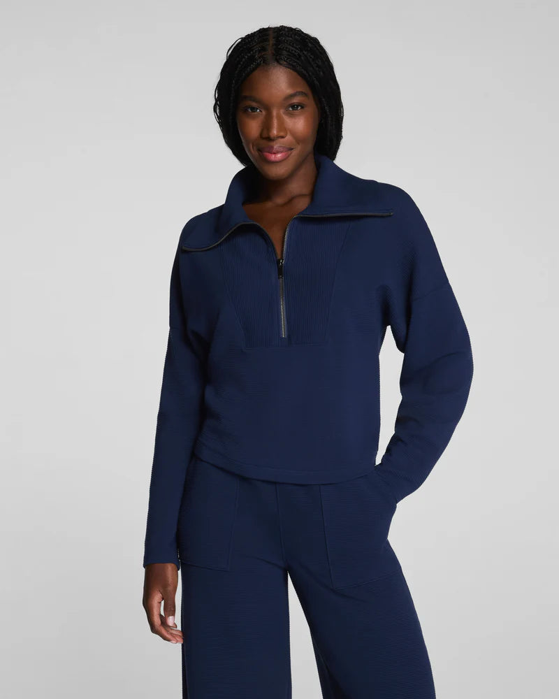 AirEssentials French Rib Half Zip - Timeless Navy