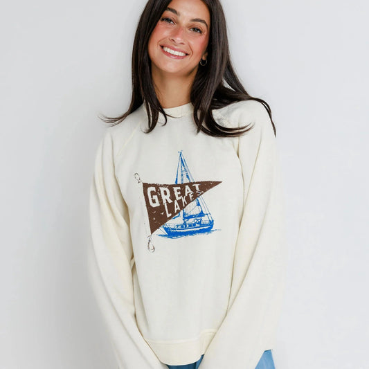 Great Lakes Raglan Crew - Off White