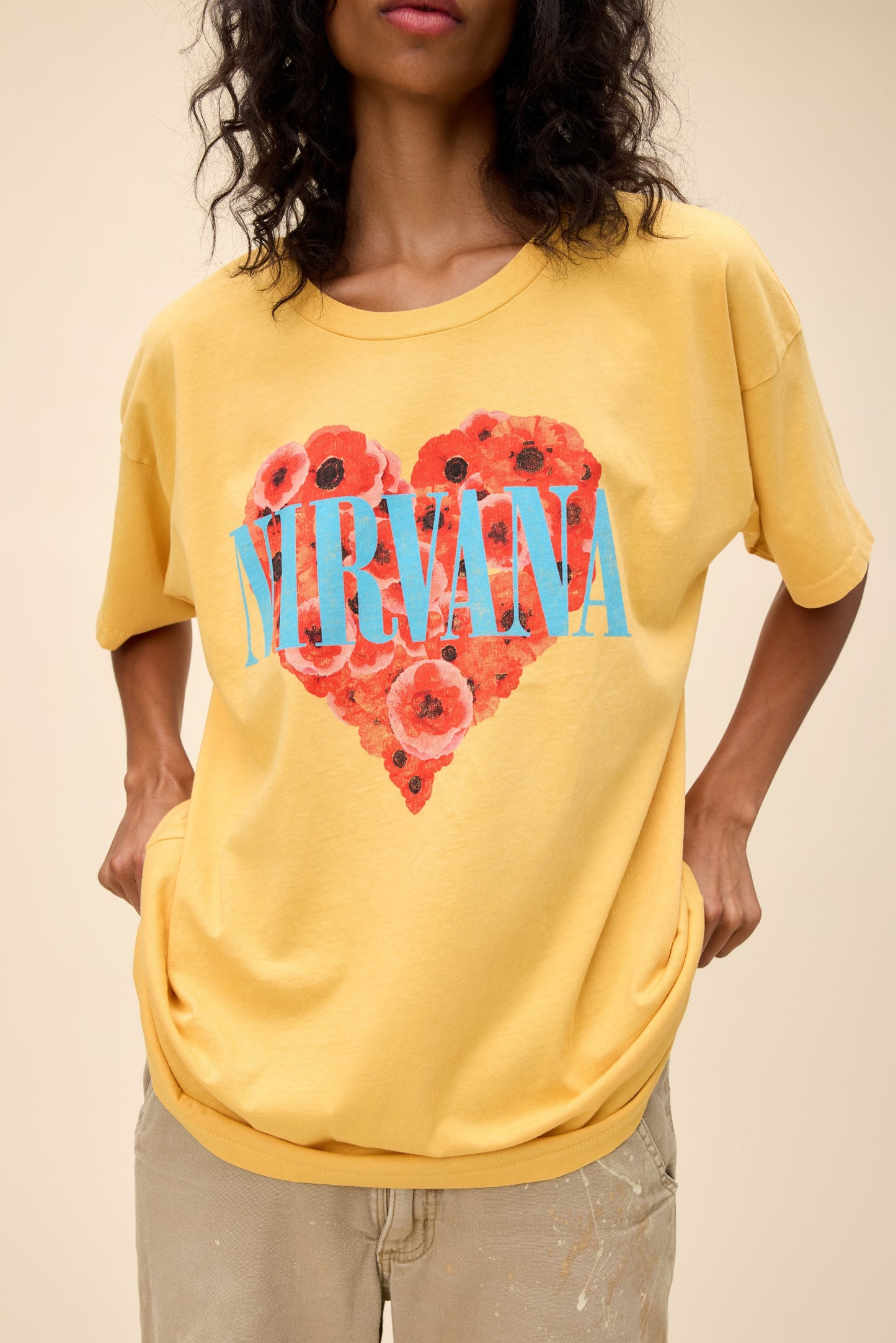 Nirvana Heart Shaped Box Merch Tee - Dusty Gold