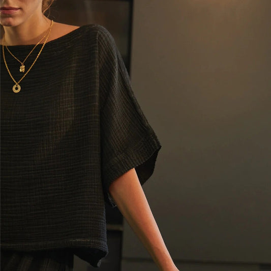 Crinkle Boat Top - Black