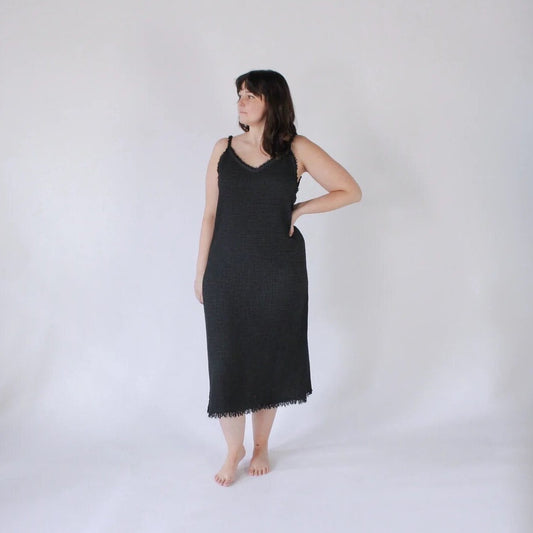 Crinkle Strappy Dress - Black