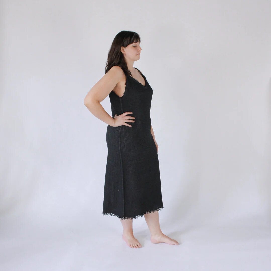 Crinkle Strappy Dress - Black