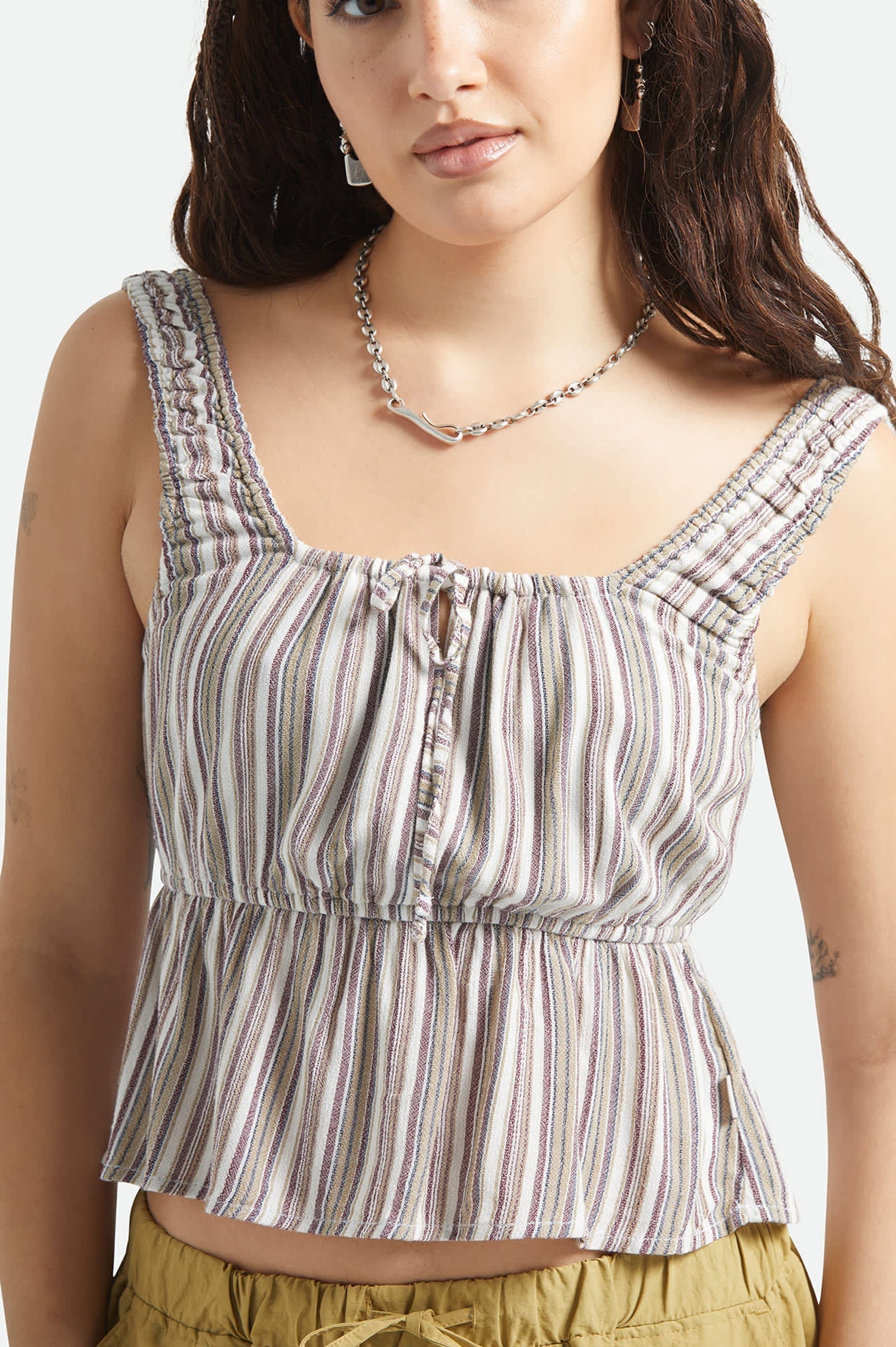 Abigail Tie Top - Robust Red Stripe
