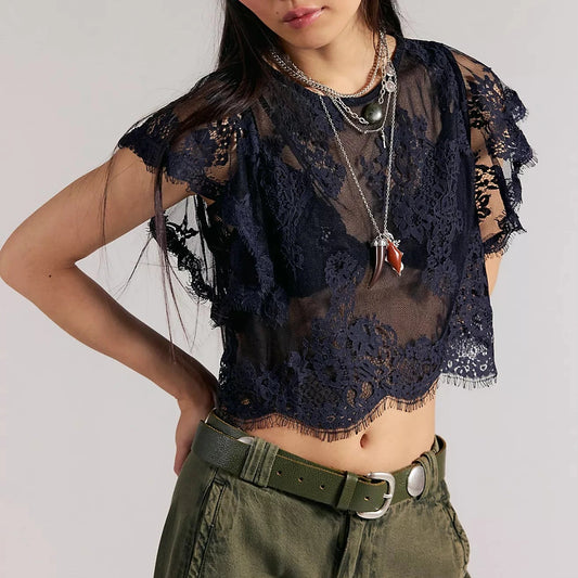 Lunar Ash Lace Top - Black