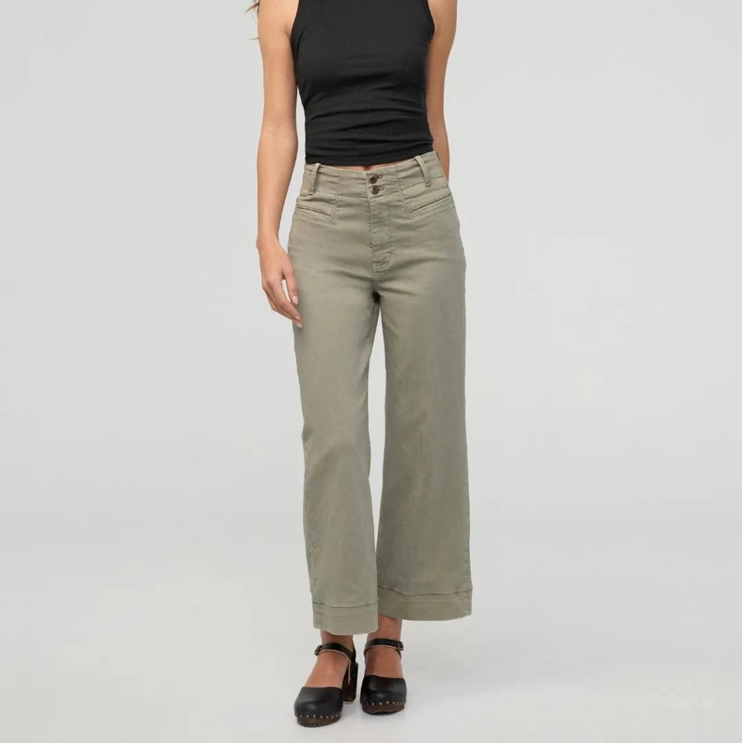 FlexTwill High Rise Trouser - Light Olive