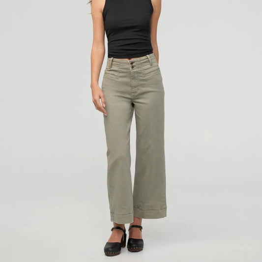FlexTwill High Rise Trouser - Light Olive