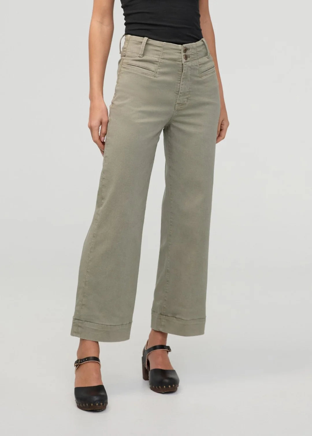 FlexTwill High Rise Trouser - Light Olive