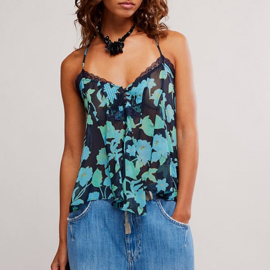 Margaux Printed Tank - Capri Blue
