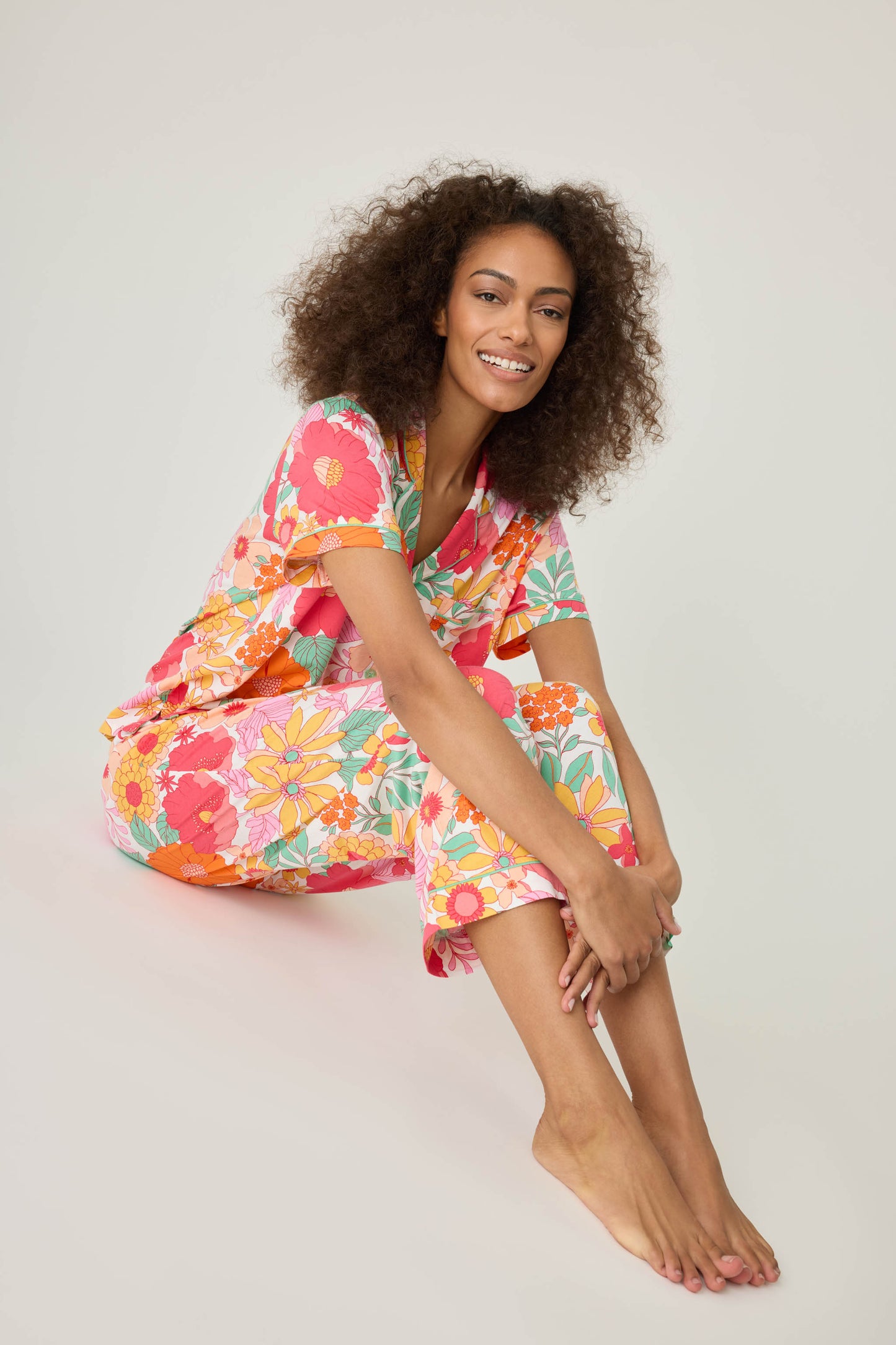 Whimsy Floral Pj Set - Natural