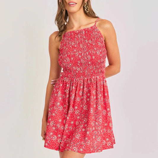 Firecracker Shirred Mini Dress