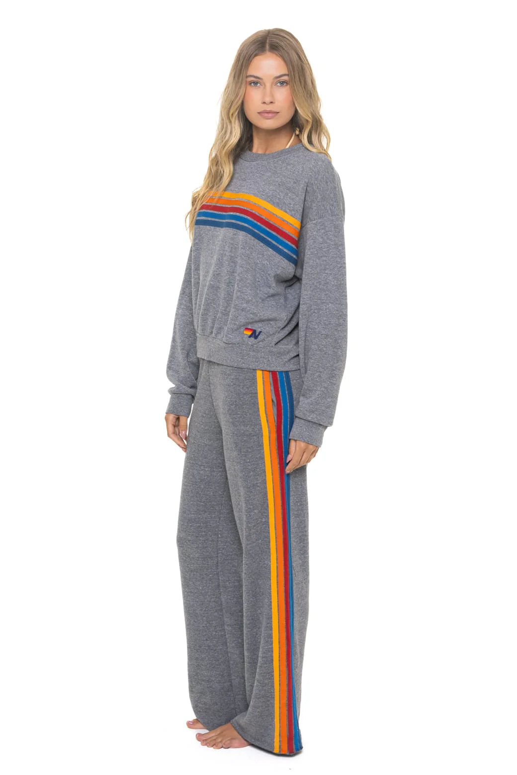Wide Leg 5 Stripe - Heather Grey
