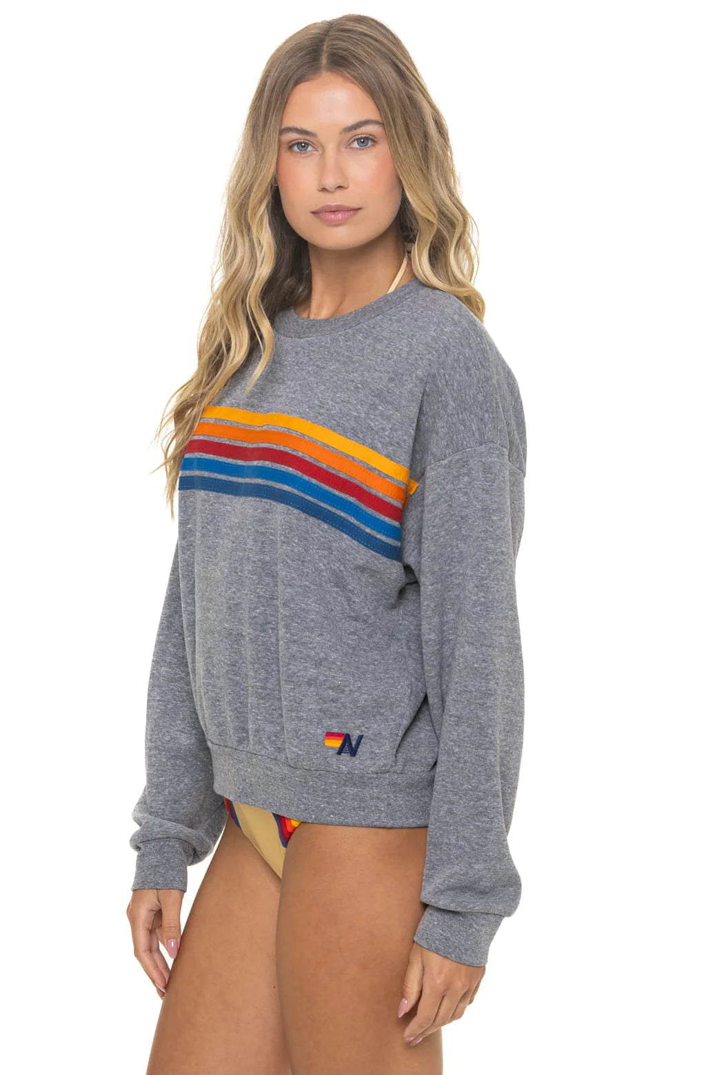 5 Stripe Pullover Relaxed - Heather Grey